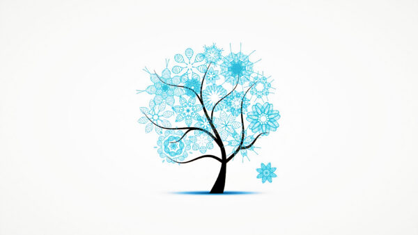 Wallpaper Artistic, Tree, Desktop, Blue, Snowflake, Background, White