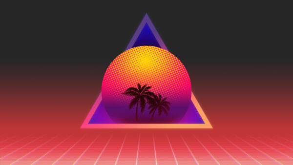 Wallpaper Moon, Palm, Colorful, Vaporwave, Trees, Outrun, Synthwave