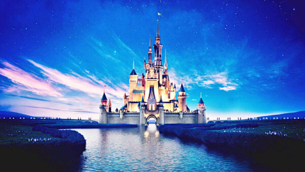 Wallpaper Disney, River, Stars, Background, With, Sky, Desktop, Castle, And, Blue