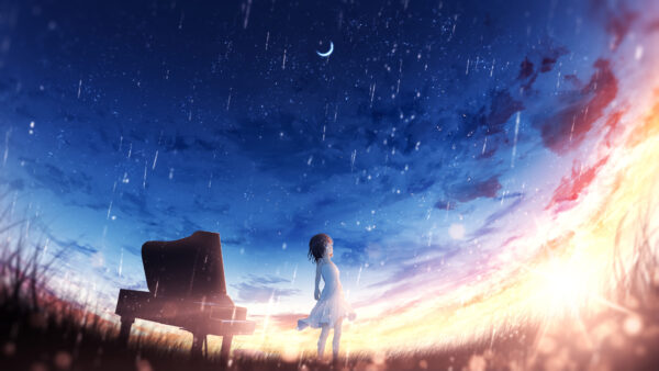 Wallpaper Rain, Moom, Desktop, Anime, Sky, Girl, Cool, Pc, Images, Background, 4k