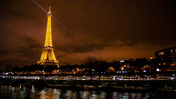 Wallpaper Eiffel, Desktop, From, Paris, With, Purple, Lights, Tower, Top, Focus, Lighting, Yellow, Travel
