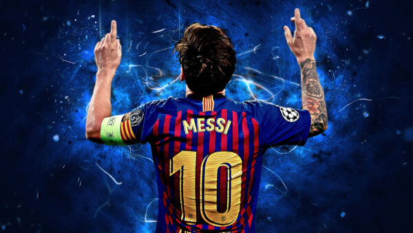 Wallpaper Lionel, Red, Messi, Hands, Backside, Desktop, Sports, Blue, Dress, Wearing, Showing