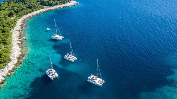 Wallpaper Croatia, Yacht, With, Nature, View, Desktop, Coast, Aerial, Sea, Boats