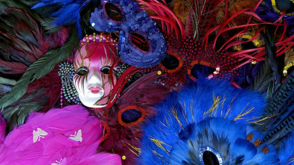Wallpaper With, Mardi, Gras, Colorful, Mask, Feathers