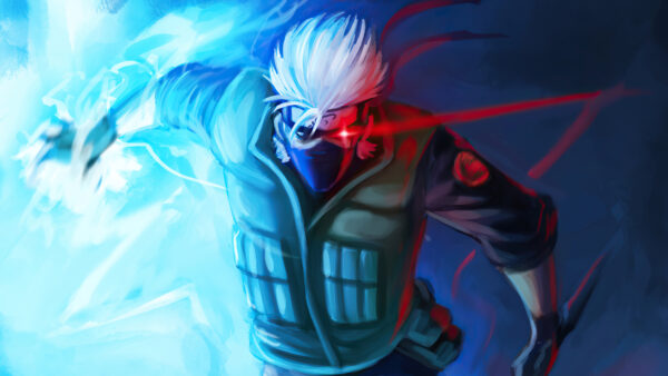 Wallpaper White, Naruto, Hatake, Red, Hair, Light, Kakashi