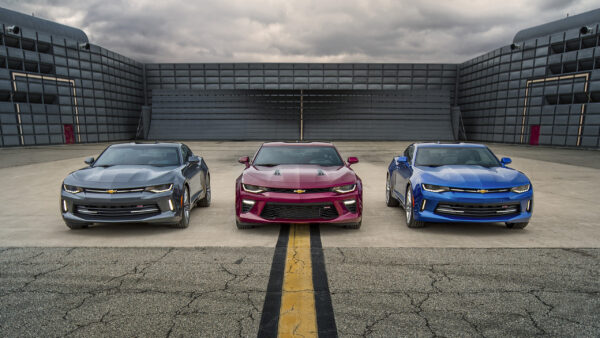 Wallpaper Car, Chevrolet, Cars, Camaro, Gray, Muscle, Red, Blue, Coupe