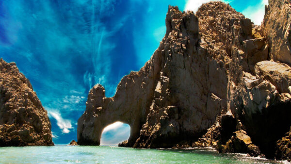 Wallpaper Blue, Between, Mexican, Rocks, With, Desktop, Beach, Sky, Background