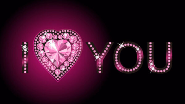 Wallpaper Love, Glittering, Pink, You, Word, Background, Black