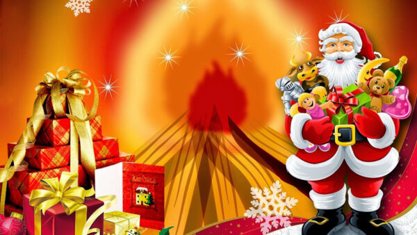 Wallpaper Gifts, Claus, With, Christmas, Santa