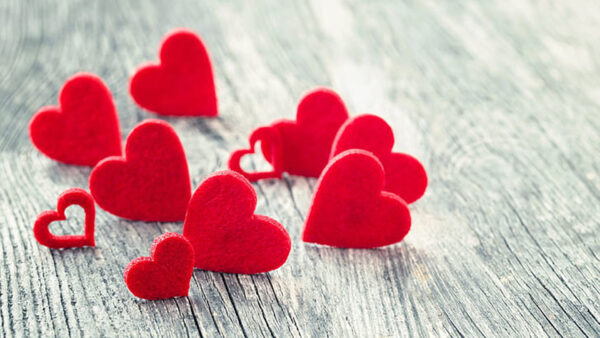 Wallpaper Shape, Table, Little, Hearts, Red, Love, Wood