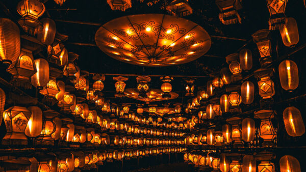 Wallpaper Mobile, Lanterns, Background, Dark, Light, Desktop