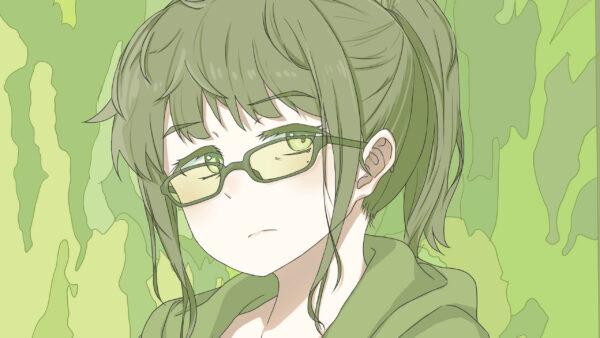 Wallpaper Anime, Hair, Glasses, Green, Girl