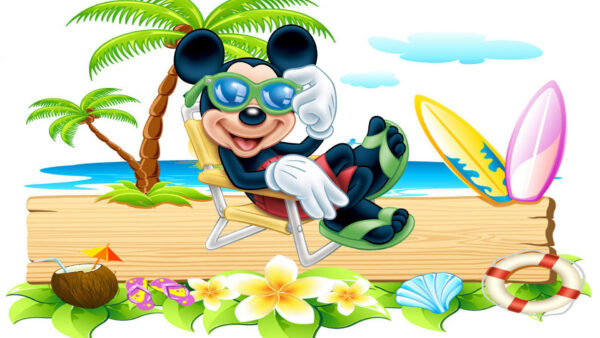 Wallpaper Beach, Cartoon, Tropical, Mouse, Miickey
