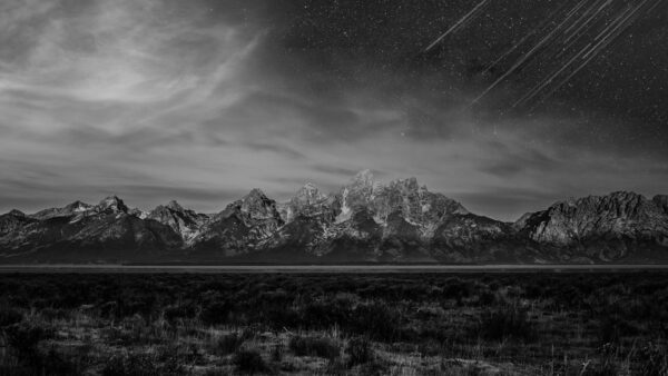 Wallpaper Under, Falling, Clouds, Mountain, Sky, Dark, White, Black, Stars