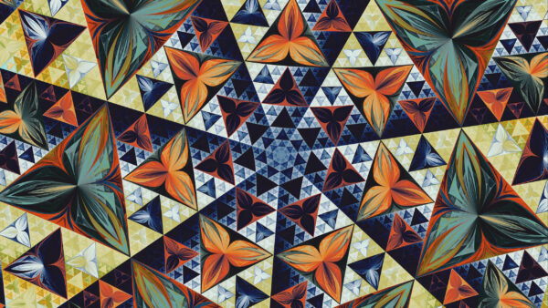 Wallpaper Trippy, Pattern, Symmetry, Triangles, Fractal, Kaleidoscope