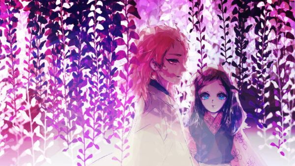Wallpaper Anime, Desktop, Plants, Background, Purple, Slayer, Makomo, With, Sabito, Demon