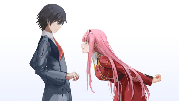 Wallpaper The, FranXX, Bending, Anime, Darling, White, Background, With, Zero, Hiro, Two, Desktop