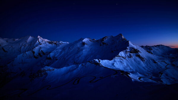 Wallpaper Mountain, Desktop, Covered, Above, Sky, Snow, Blue, Dark