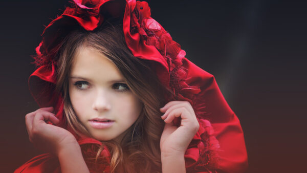 Wallpaper Little, Background, Dress, Wearing, Black, Girl, Cute, Red