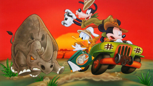 Wallpaper Safari, Donald, MAUS, Rhino, Goofy, Mickey, Cartoon, Duck