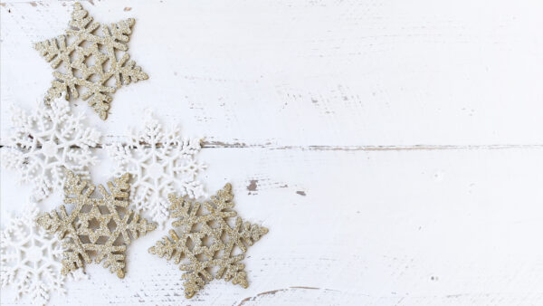 Wallpaper Snowflake, Desktop, Golden, Ornaments, White, Christmas