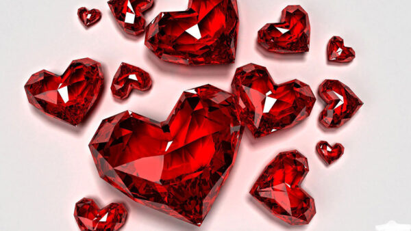 Wallpaper Heart, Desktop, Stones, Red, Shiny