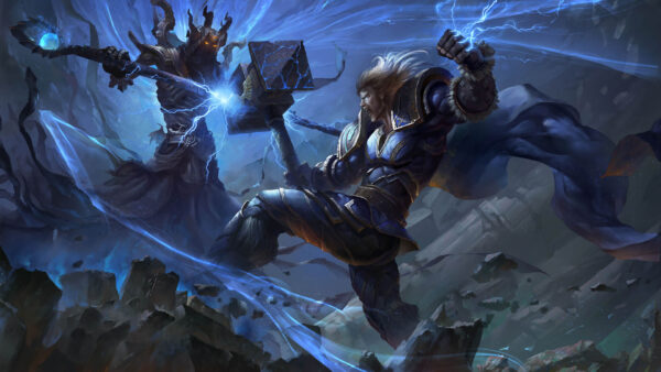 Wallpaper Thor, Hades, Smite, Lightning, Blue, Background