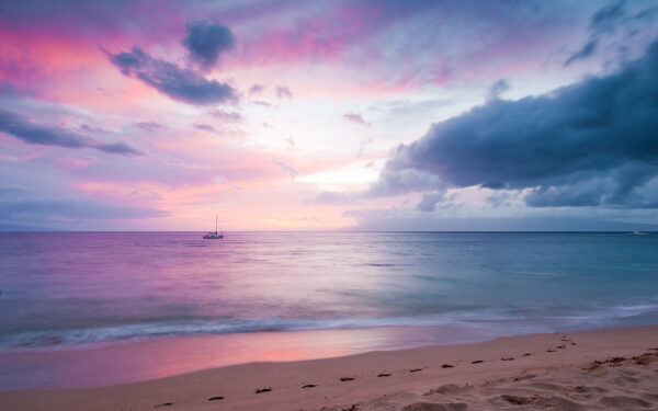 Wallpaper Island, Sunset, Beach, Twilight
