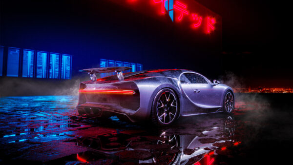 Wallpaper Neon, Lights, Chiron, Bugatti