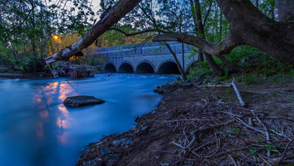 Wallpaper Around, Bridge, River, Nature, Desktop, Trees, Green, Sunset