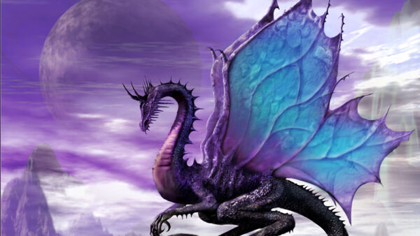 Wallpaper Blue, Cute, Dragon, Fantasy, Dreamy, Pink, Desktop