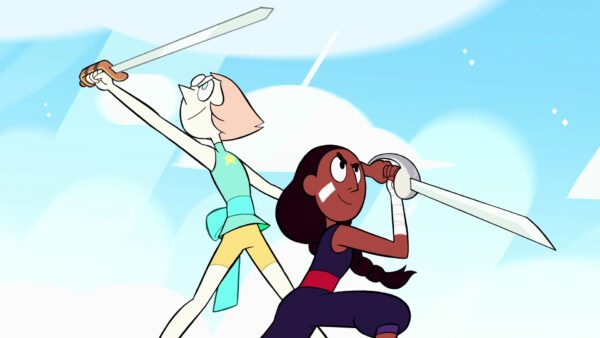 Wallpaper Connie, Desktop, Universe, Blue, Maheswaran, Clouds, Swords, Steven, Fighting, And, Pearl, With, Background, Sky, Movies