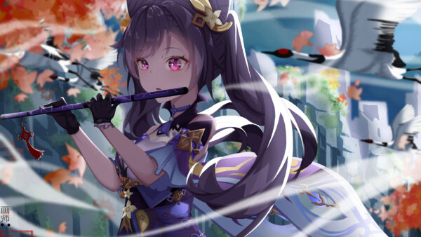 Wallpaper Eyes, Pink, Impact, Genshin, Keqing