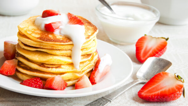 Wallpaper Food, Pancake, Strawberry