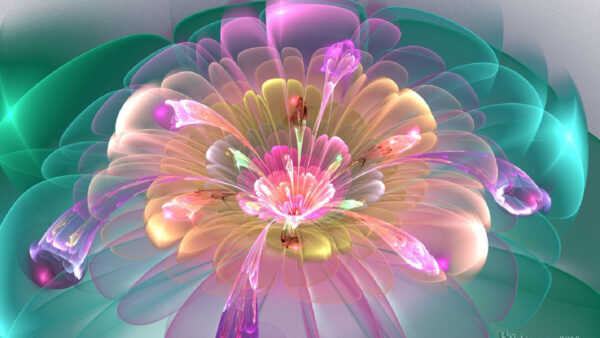 Wallpaper Light, Green, Pink, Fractal, Flower, Abstract, Blue, Abstraction, Art