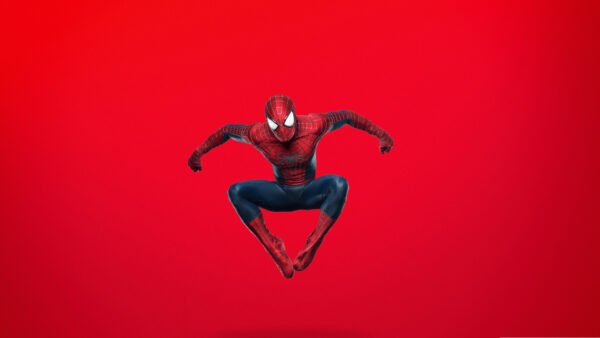 Wallpaper Spiderman, Red, Jumping, Background