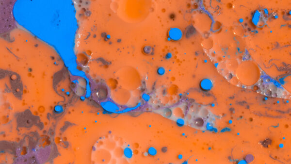 Wallpaper Liquid, Paint, Blue, Orange, Stains, Abstract