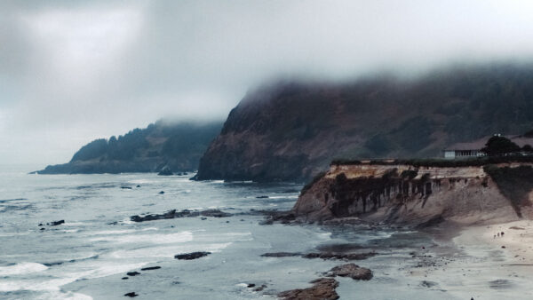 Wallpaper Fog, Waves, Ocean, Mountain, Stones, Cliff, Nature, Rock, Coast