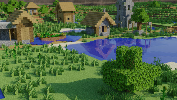 Wallpaper House, Village, Minecraft, River