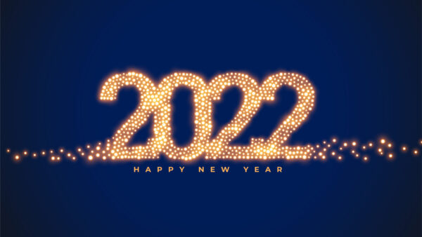 Wallpaper Year, Golden, Lights, Happy, Blue, 2022, New, Background, Glare, Glitter