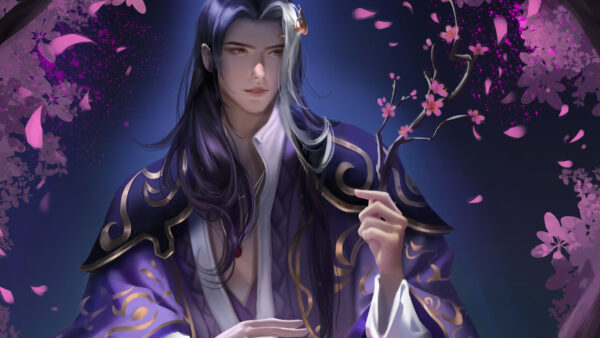 Wallpaper Purple, Anime, Boy, Dress