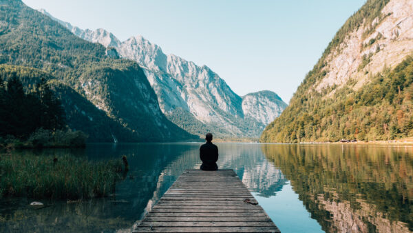 Wallpaper Body, Water, Grey, Dock, Sitting, Near, Alone, Man