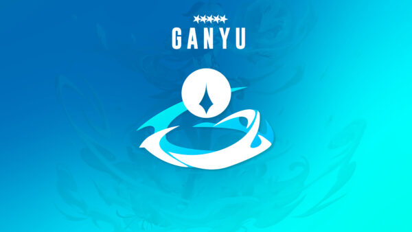 Wallpaper Blue, Background, Ganyu, Genshin, Impact, Logo