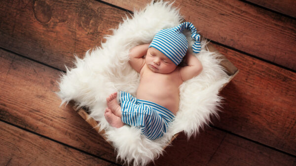 Wallpaper Blue, Cloth, Cute, White, Baby, Dress, Sleeping, Wearing, Fur, Stripes