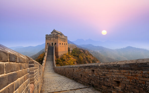Wallpaper WALL, China, Fort, Ancient, Sunrise, Wonder, Great