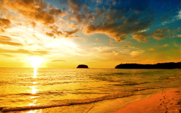 Wallpaper Beach, Sea, Sunset