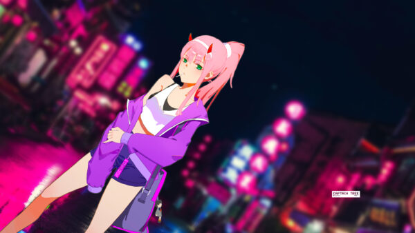 Wallpaper Lights, Nighttime, Anime, FranXX, With, The, Zero, Background, Purple, During, Two, Darling