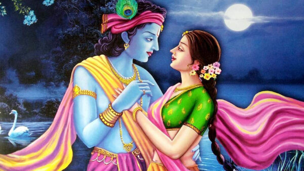 Wallpaper Art, Paint, Radha, Colorful, Krishna, Moon, God