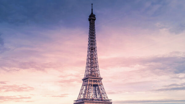 Wallpaper With, Desktop, Purple, Background, Tower, Cloudy, And, Eiffel, Gray, Sky, Paris, Travel