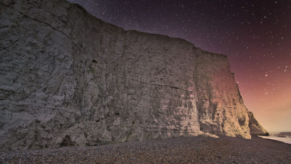 Wallpaper Rock, Sky, 4k, Coast, Stars